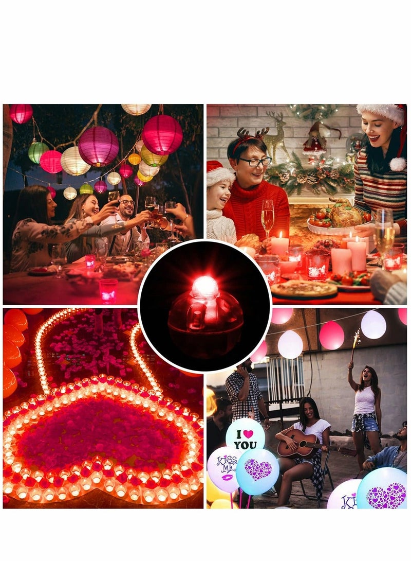 شو وو Mini Round LED Balloon Light, Long Standby Time Ball Lights, Decorative Lights for Paper Lantern Light Party Wedding Decoration Birthday Festival, Red, 100PCS - Image 2