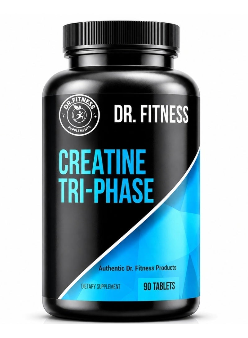 DR.FITNESS Creatine Dietary Supplement Tri Phase Monohydrate 90 Tablets  | Muscle Growth Support for Optimal Performance - Image 1