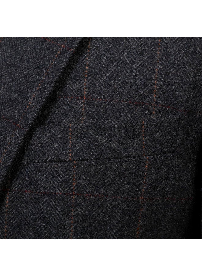 ROMON Wool】men's Suit Set, Business Commuting Vertical Stripe Wool Suit For Banquets And Weddings - Image 4