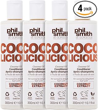 Phil Smith Be Gorgeous Coco Licious Coconut Oil Conditioner For Normal to Dehydrated Hair Vegan Friendly Silky Soft Nourishing 300 ml Pack of 4 - Image 1