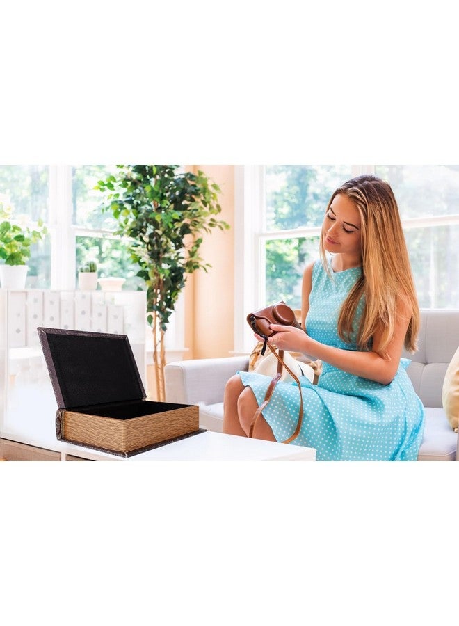 سيكوهوم مجموعة صناديق كتب مزخرفة من SICOHOME مكونة من صندوقين خشبيين مزيفين مع تفاصيل من الجلد الصناعي وصناديق تخزين تذكارية وصناديق تخزين كتب خشبية عتيقة وصندوق كتب تذكارية للنساء والأطفال وديكور المنزل - Image 4