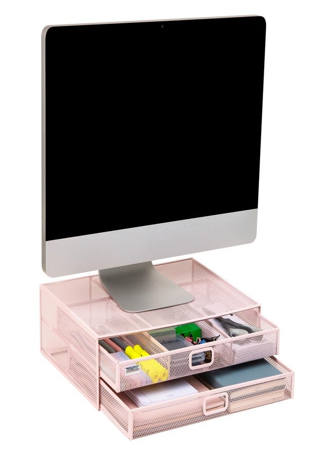 Mind Reader Mesh Monitor Stand, Pink - Image 1