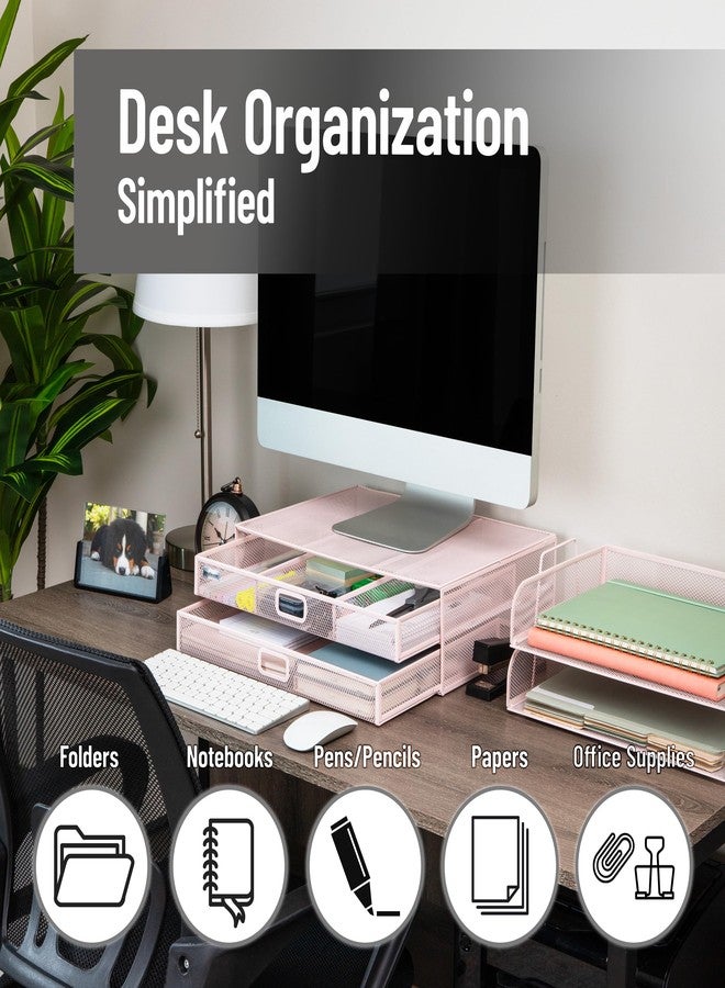 Mind Reader Mesh Monitor Stand, Pink - Image 2