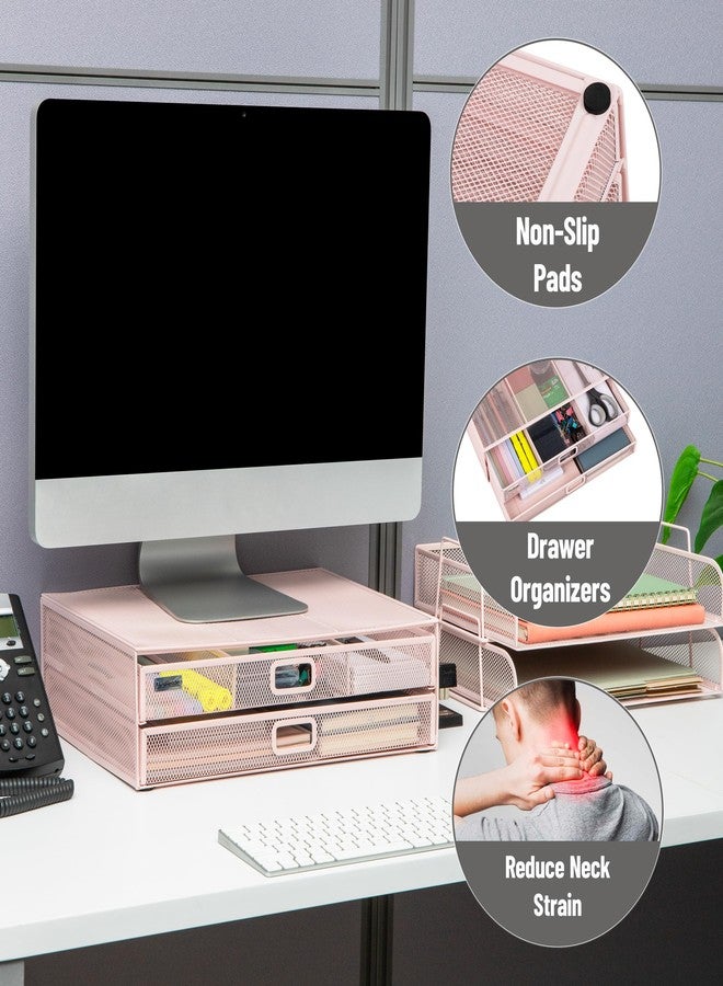 Mind Reader Mesh Monitor Stand, Pink - Image 4