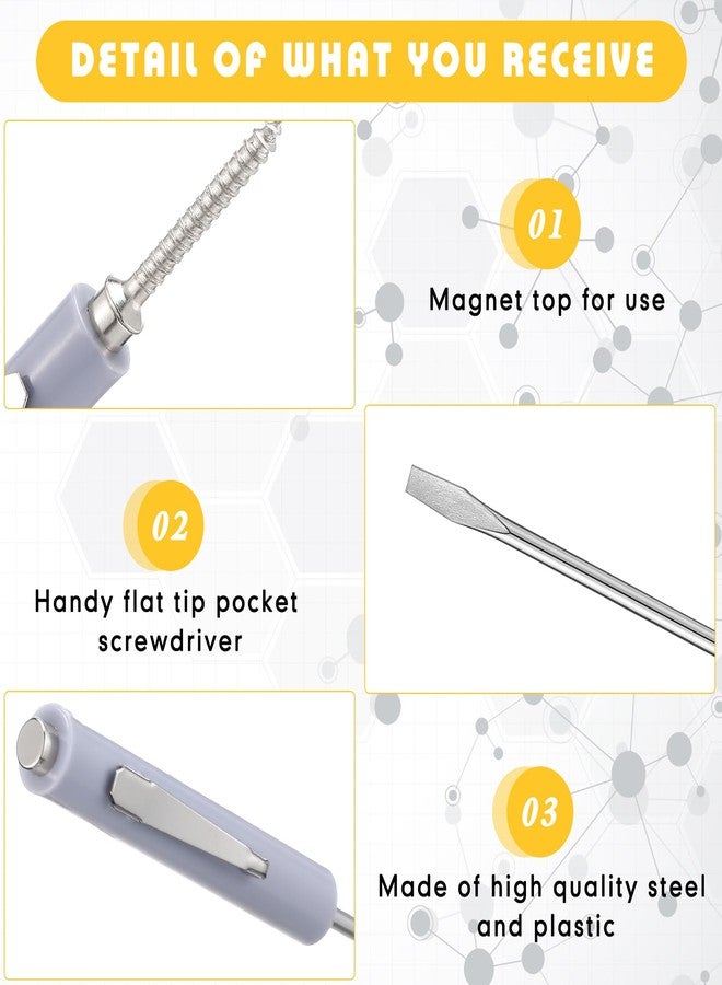 Shimeyao 20 Pcs Pocket Screwdriver Bulk Mini Clips Pocket Screwdriver Magnetic Slotted Screw Driver Screwdriver with Magnet for Mechanical Electrician Technician(Gray) - Image 4