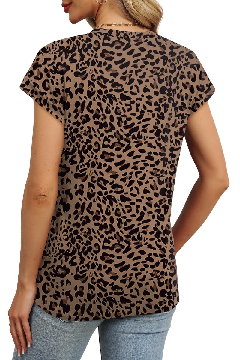 Alaroo Animal Print Tops for Women Short Sleeve Shirts Spring Clothes Crew Neck Cute Trendy Summer Vacation Outfits Tunic Blouses Leopard Cheetah 46 L - Image 5