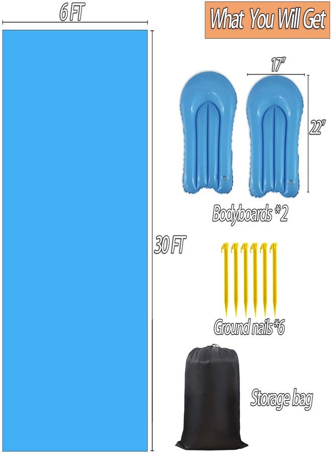 Ahpuhtan 30 x 6Ft Slip Lawn Water Slide for Adults with 2 Bodyboards, Extra Long Heavy Duty Backyard, Lawn Big Water Slide Tarp for Adults - Image 2