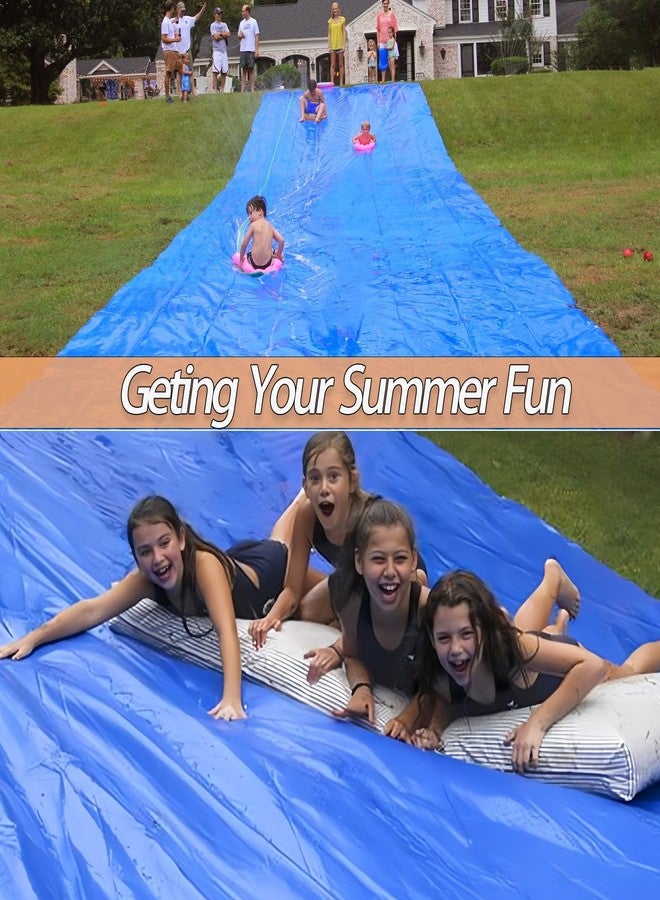 Ahpuhtan 30 x 6Ft Slip Lawn Water Slide for Adults with 2 Bodyboards, Extra Long Heavy Duty Backyard, Lawn Big Water Slide Tarp for Adults - Image 5