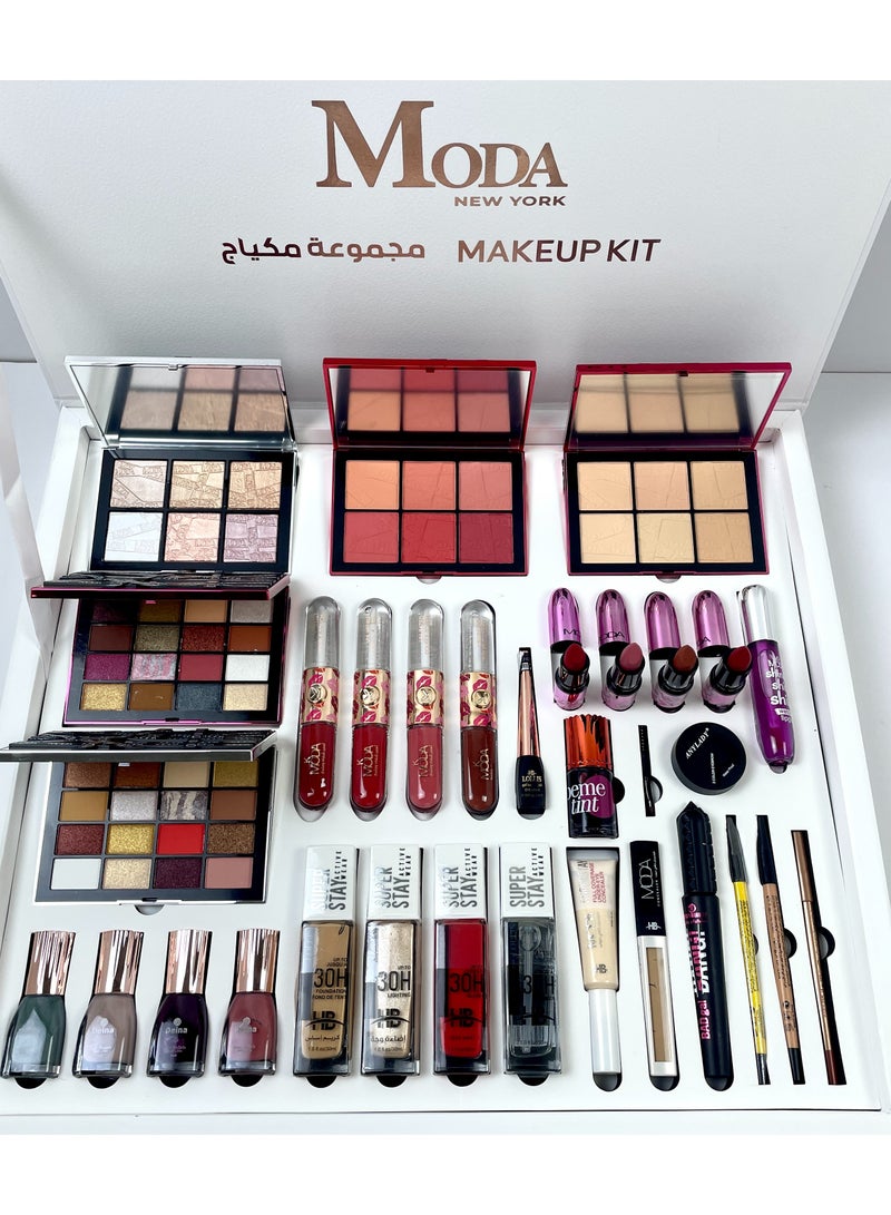 MODABEAUTY Moda New York Press Makeup Kit – Complete Set for Eyes and Lips - Image 1