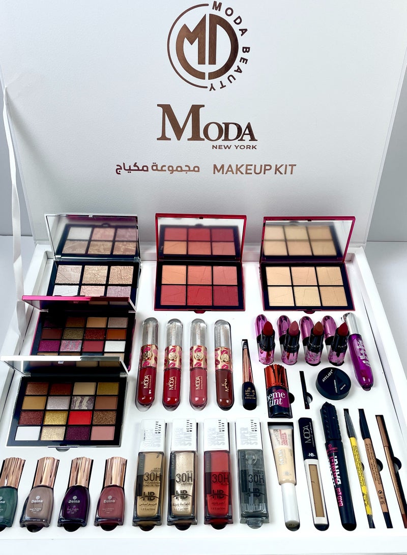 MODABEAUTY Moda New York Press Makeup Kit – Complete Set for Eyes and Lips - Image 2