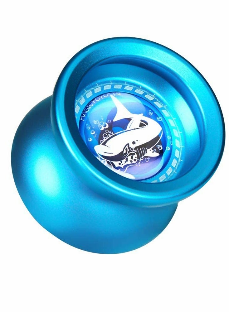 Professional Metal Alloy Yoyo T9 Shark Blue for Kids and Beginners Includes Unresponsive Bearing Tool Glove and 5 Strings  - Image 4