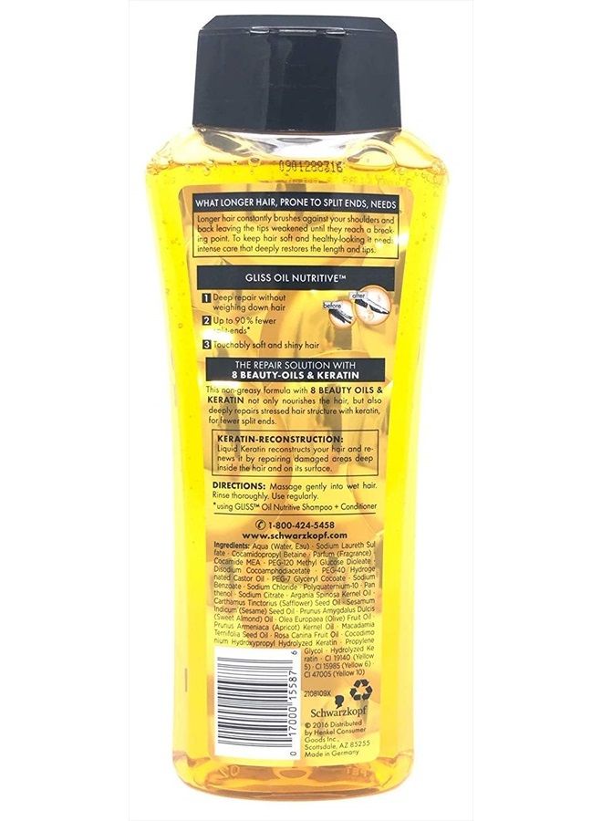 Gliss Hair Repair - Oil Nutritive for Hair Prone to Split Ends - Shampoo & Conditioner Set - Net Wt. 13.6 FL OZ (400 mL) Per Bottle - One Set - Image 2