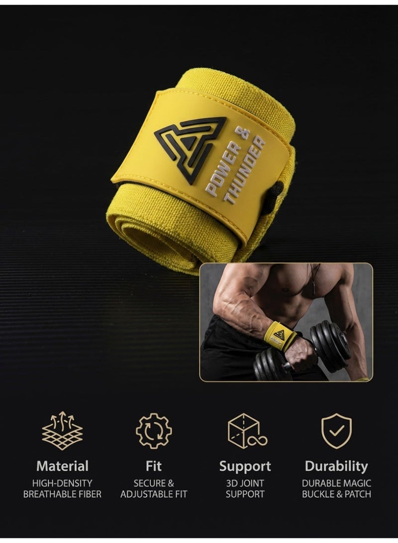 MS MIN Weightlifting Wrist Wraps for Gym Training, Adjustable Velcro Support – Black - Image 5