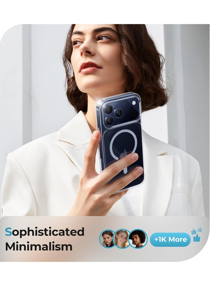 أوليسون جراب مغناطيسي لهاتف iPhone 17 Pro Max شفاف كريستالي - متوافق مع جراب Mag Safe 17 Pro Max، التحكم في الكاميرا، غطاء هاتف عسكري شفاف مضاد للاصفرار ومقاوم للصدمات لهاتف iPhone 17Pro Max - Image 4