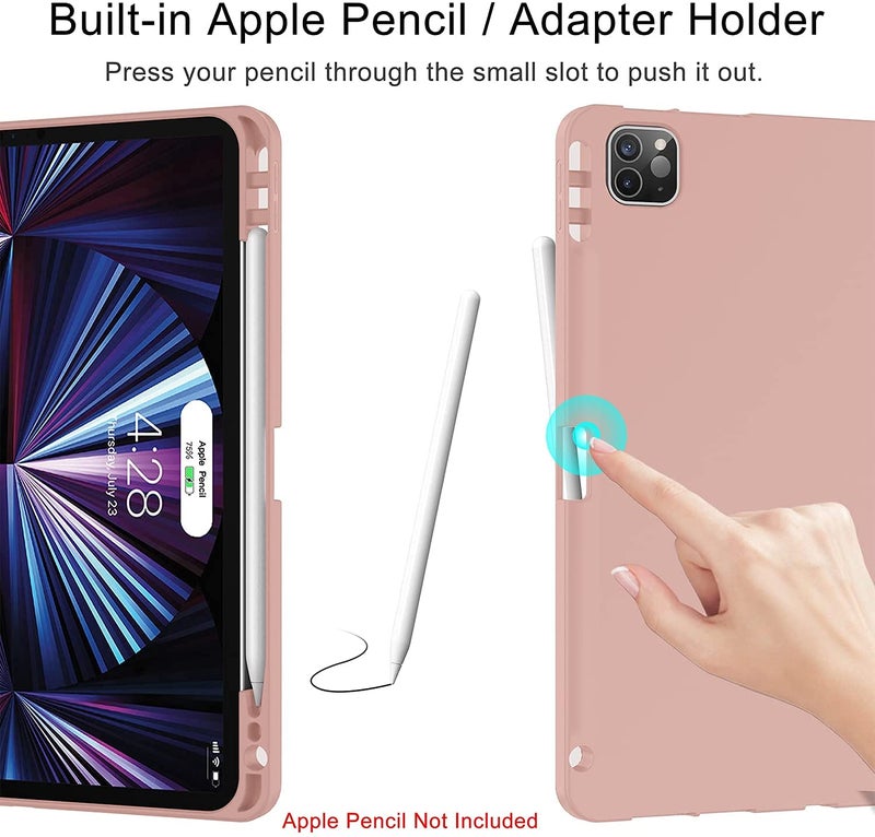ProElite Smart Case for iPad Air 13/Pro 12.9 inch 2022/2021 6th/5th Gen [Auto Sleep/Wake Cover] [Pencil Holder] [Soft Flexible Case] Recoil Series - Rose Gold - Image 3