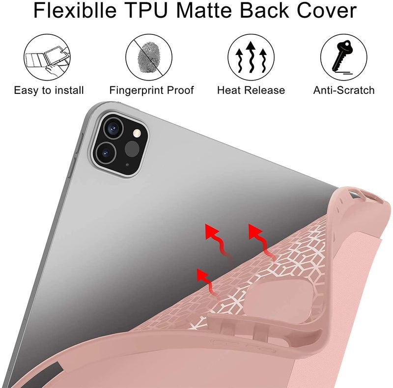 ProElite Smart Case for iPad Air 13/Pro 12.9 inch 2022/2021 6th/5th Gen [Auto Sleep/Wake Cover] [Pencil Holder] [Soft Flexible Case] Recoil Series - Rose Gold - Image 4
