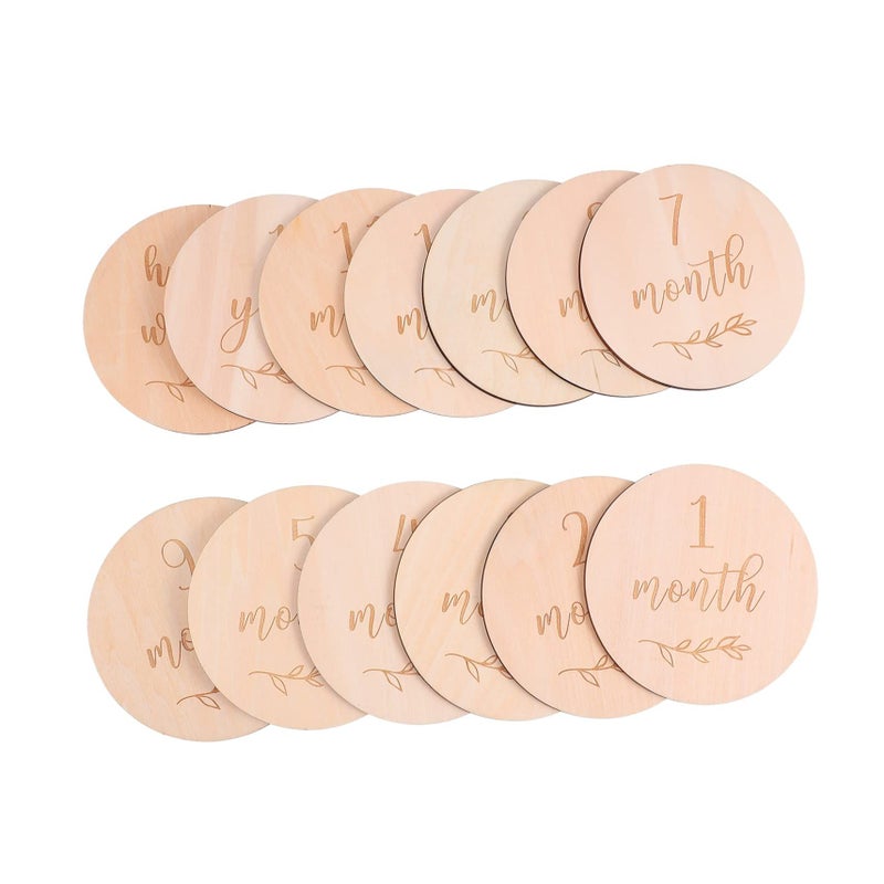 13Pcs Wooden Baby Milestone Cards For First Year Memories Photo Props - Image 2