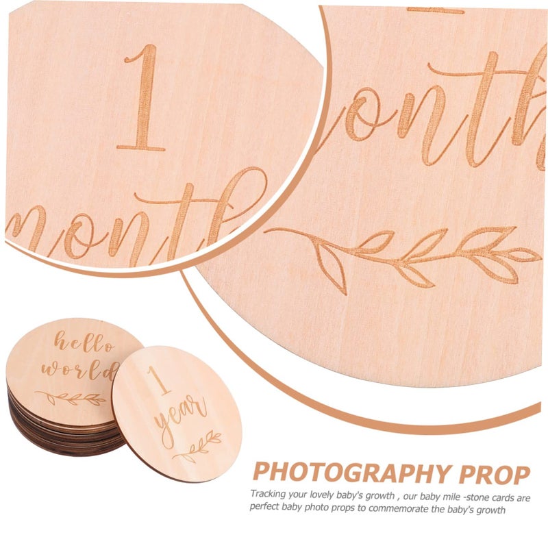 13Pcs Wooden Baby Milestone Cards For First Year Memories Photo Props - Image 3