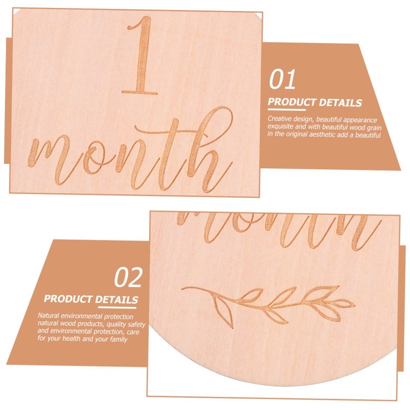 13Pcs Wooden Baby Milestone Cards For First Year Memories Photo Props - Image 4