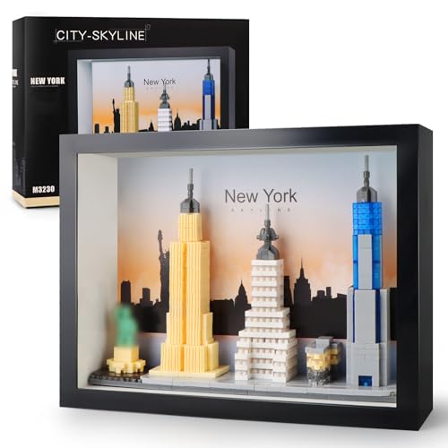 Vziimo New York City Skyline Micro Block Building Set World Famous Architecture Model 3D Wall Art Home Office Dcor Landmarks Collectible Model Kit Toy Gift for Adults Teens 14 759PCS - Image 1