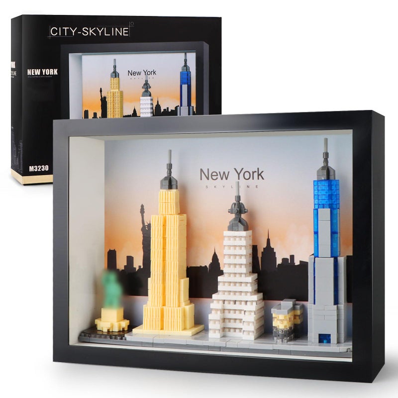 Vziimo New York City Skyline Micro Block Building Set World Famous Architecture Model 3D Wall Art Home Office Dcor Landmarks Collectible Model Kit Toy Gift for Adults Teens 14 759PCS - Image 3