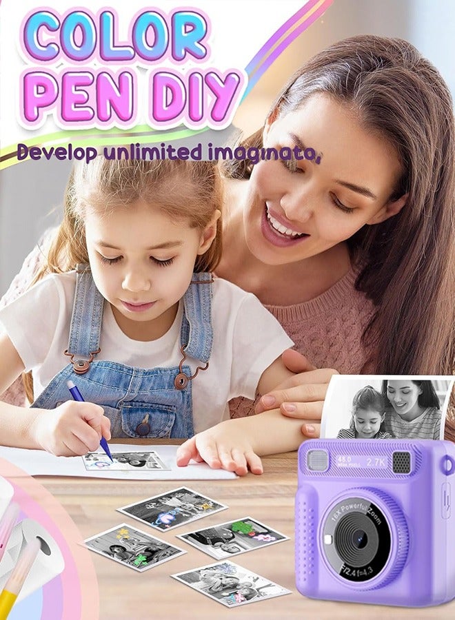 ERTYU Instant Print Camera for Kids,Instant Camera for Girls Boys,Kids Camera Toys for Toddler 1080P HD Selfie Digital Camera with Print Paper & 32G Card,Birthday Gifts for Girls Age 3-12 Years Old - Image 3