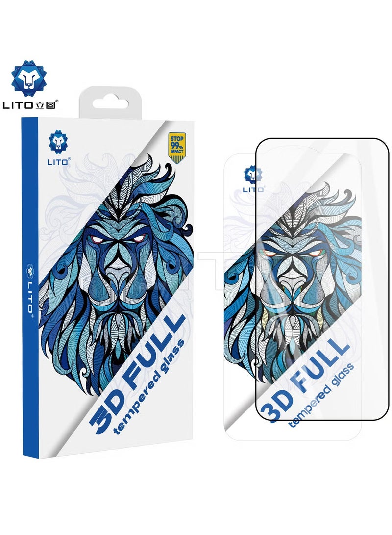 ليتو غطاء كامل من الزجاج المقوى ثلاثي الأبعاد من ليتو لهاتف أوبو رينو 12 5G مع خاصية بصمة الإصبع - أسود - Image 1