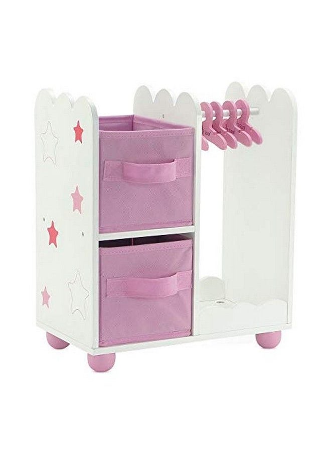 Emily Rose 14 Inch Doll Pink 14" Doll Clothes Storage Armoire Closet Star Includes 5 Doll Clothing Hangers ; Wardrobe Fits 14" 15" Doll Clothes  - Image 1