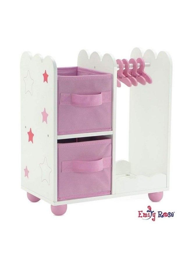 Emily Rose - 14 Inch Doll Pink 14" Doll Clothes Storage Armoire Closet Star Includes 5 Doll Clothing Hangers ; Wardrobe Fits 14" 15" Doll Clothes - Image 1