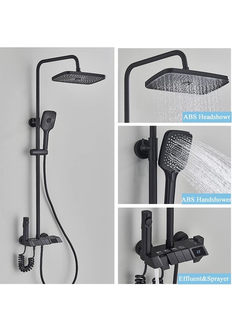 MODI Bathroom Thermostatic Shower Mixer Set Bathroom Intelligent Piano Keys Shower Faucet Digital LCD 4 Function Wall Mount Rainfall Cold Hot Water Bathro - Image 2