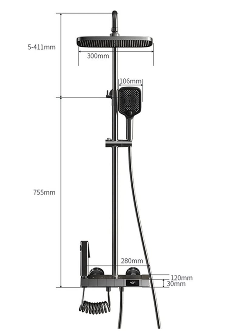 MODI Bathroom Thermostatic Shower Mixer Set Bathroom Intelligent Piano Keys Shower Faucet Digital LCD 4 Function Wall Mount Rainfall Cold Hot Water Bathro - Image 5