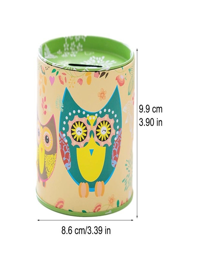 EMVANV Tin Owl Piggy Bank - Reusable Coin Jar, Owl Pattern Birthday Present for Boys & Girls (Yellow) - Image 2