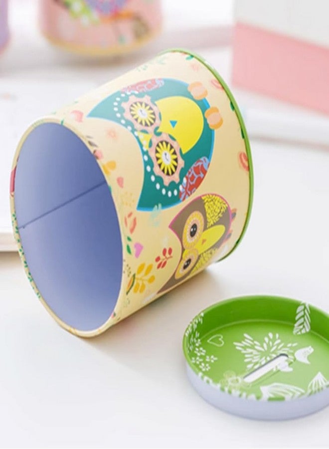 EMVANV Tin Owl Piggy Bank - Reusable Coin Jar, Owl Pattern Birthday Present for Boys & Girls (Yellow) - Image 3