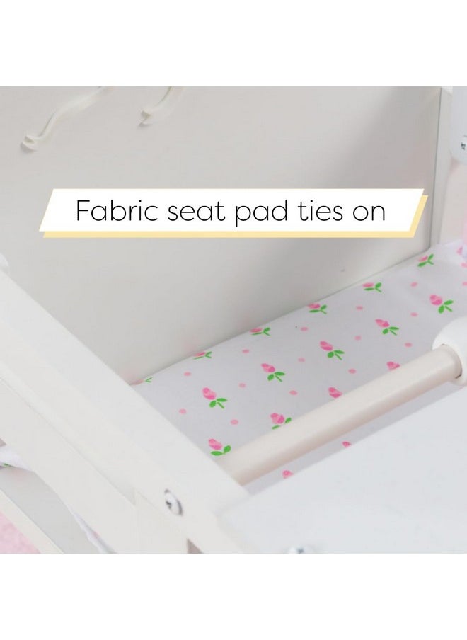 KidKraft KidKraft Tiffany Bow Scalloped-Edge Wooden Lil Doll High Chair with Seat Pad - White, Gift for Ages 3+  - Image 3
