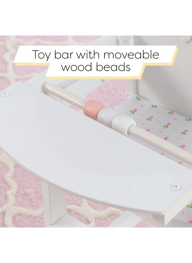 KidKraft KidKraft Tiffany Bow Scalloped-Edge Wooden Lil Doll High Chair with Seat Pad - White, Gift for Ages 3+  - Image 2
