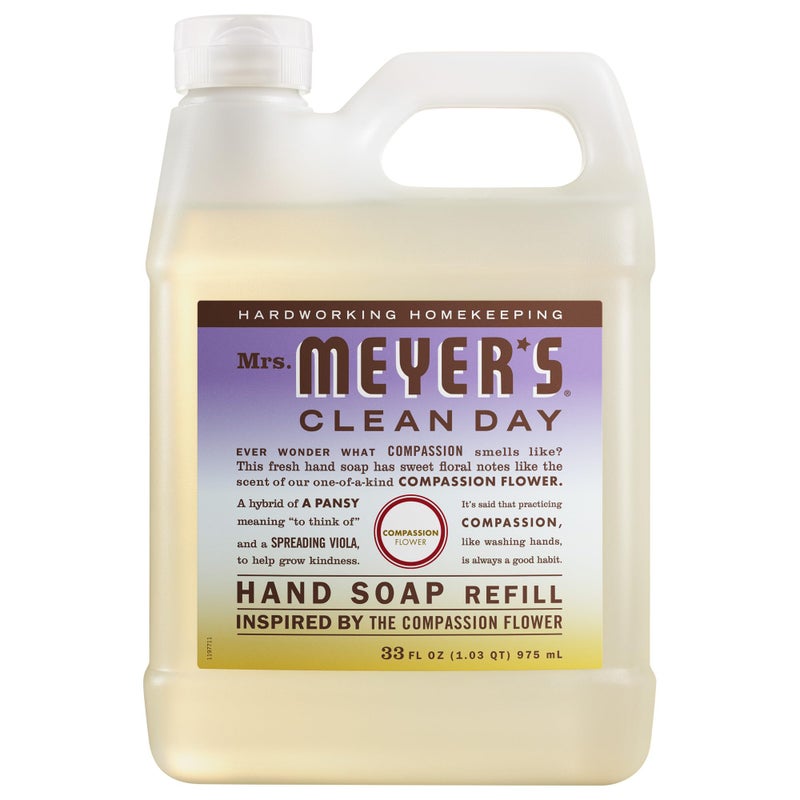 MRS. MEYER'S CLEAN DAY Hand Soap Refill, Compassion Flower Scent, 33 Fl Oz Bottle - Image 1