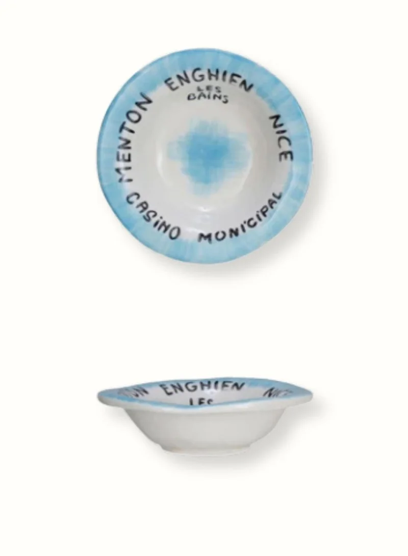 The Saffron Souk Vintage Reproduction Hotel Bowl with Decorative Artwork - Blue