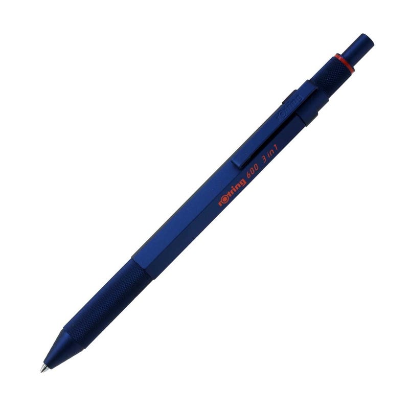 rOtring 2159367 Rottling Multifunction Pen 600 Iron Blue 3 in 1 Ballpoint Pen 2 Colors (Red & Black) & Mechanical Pencils in Gift Box - Image 1