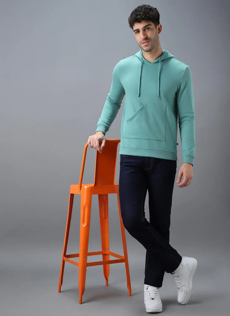 Urbano Fashion  Urbano Fashion Men's Green Cotton Solid Hooded Neck Sweatshirt for Men | Best Price UAE