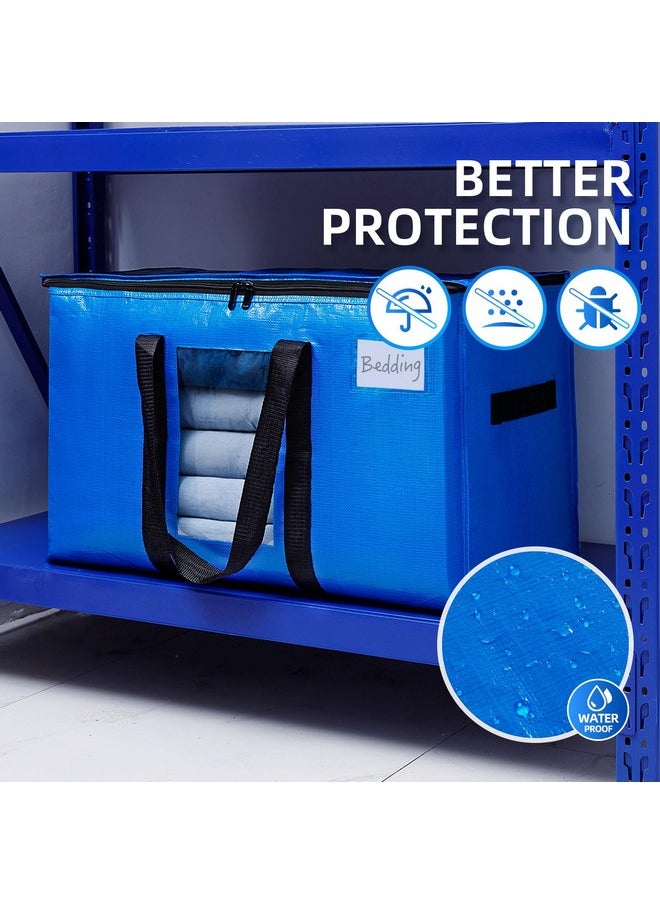 Taili TAILI Extra Large Moving Bags, 4 Pack Blue Heavy Duty Totes For Storage with Visible Window, Wrap Around Handles, Storage Bags for Space Saving, Alternative to Moving Boxes  - Image 5