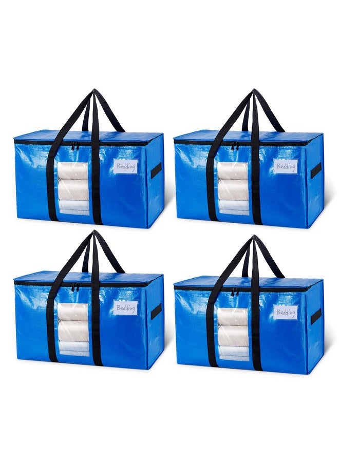 Taili TAILI Extra Large Moving Bags, 4 Pack Blue Heavy Duty Totes For Storage with Visible Window, Wrap Around Handles, Storage Bags for Space Saving, Alternative to Moving Boxes  - Image 1