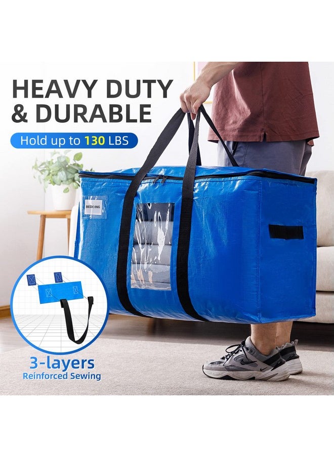 Taili TAILI Extra Large Moving Bags, 4 Pack Blue Heavy Duty Totes For Storage with Visible Window, Wrap Around Handles, Storage Bags for Space Saving, Alternative to Moving Boxes  - Image 3