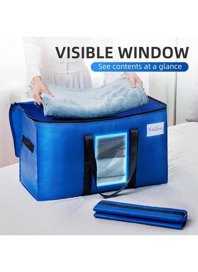 Taili TAILI Extra Large Moving Bags, 4 Pack Blue Heavy Duty Totes For Storage with Visible Window, Wrap Around Handles, Storage Bags for Space Saving, Alternative to Moving Boxes  - Image 2