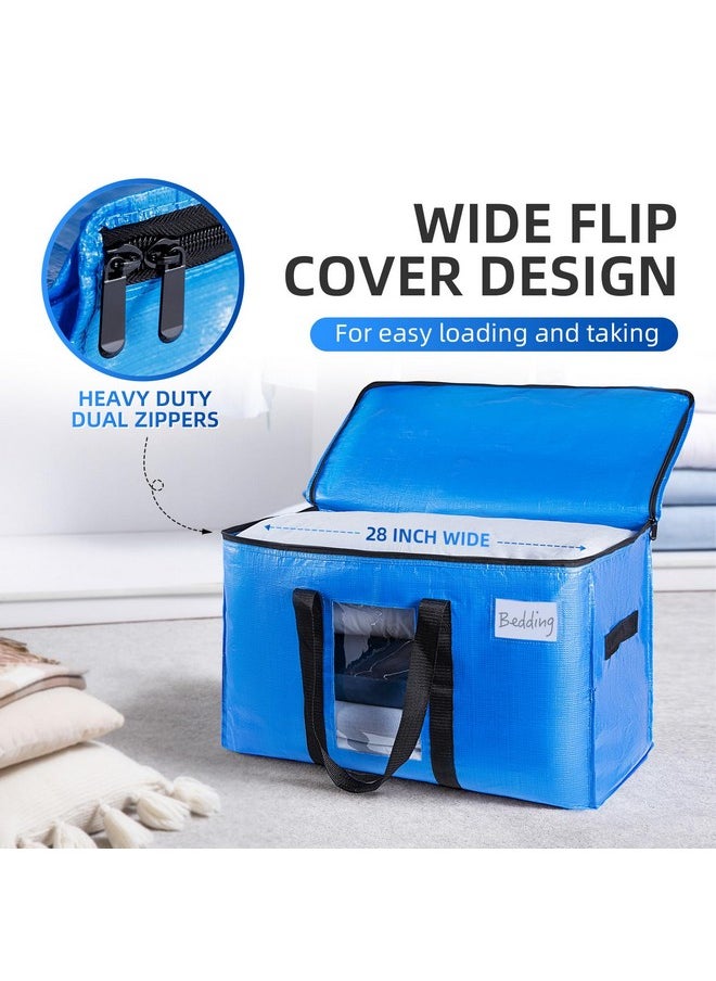 Taili TAILI Extra Large Moving Bags, 4 Pack Blue Heavy Duty Totes For Storage with Visible Window, Wrap Around Handles, Storage Bags for Space Saving, Alternative to Moving Boxes  - Image 4