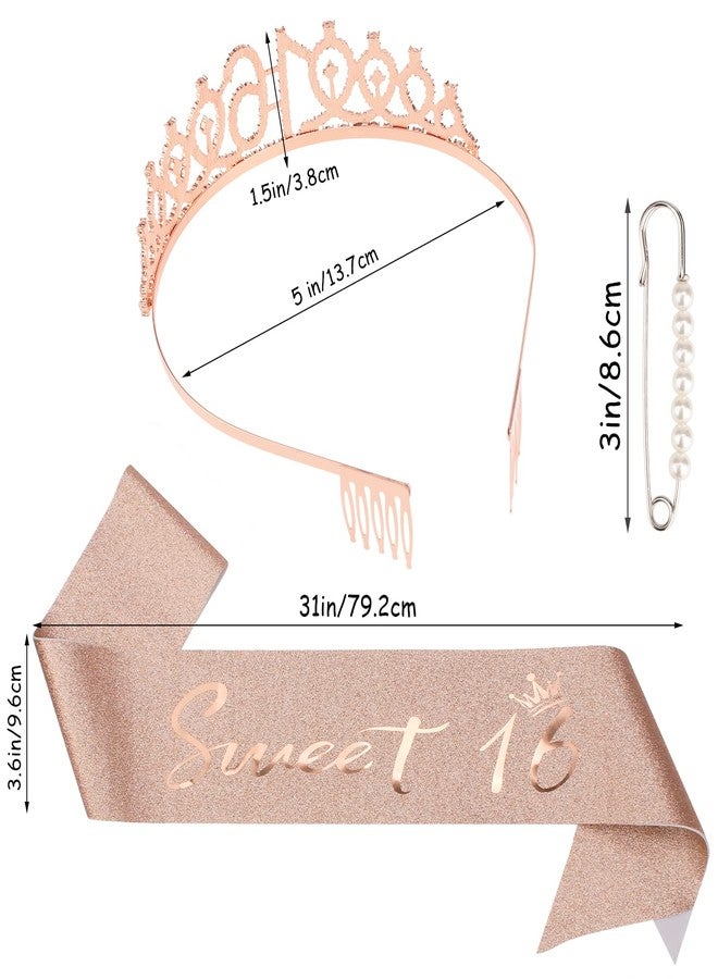 CIEHER 16th Birthday Crown & Sweet 16 Sash & Pearl Pin Set, Birthday Tiara and Crown for Girls, Birthday Girl Sash, Sweet 16 Birthday Decorations for Girls, Sweet Sixteen Gifts - Image 4