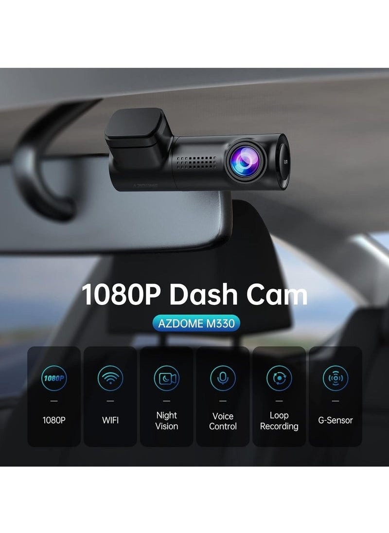 AZDOME Dash Cam, Built In WiFi & Loop Recording M330 Dashcams for Cars, Car Camera With FHD 1080P, G-Sensor, Parking Monitor  - Image 5