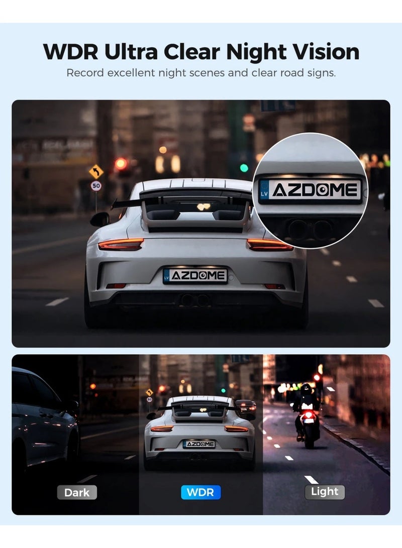 AZDOME Dash Cam, Built In WiFi & Loop Recording M330 Dashcams for Cars, Car Camera With FHD 1080P, G-Sensor, Parking Monitor - Image 3