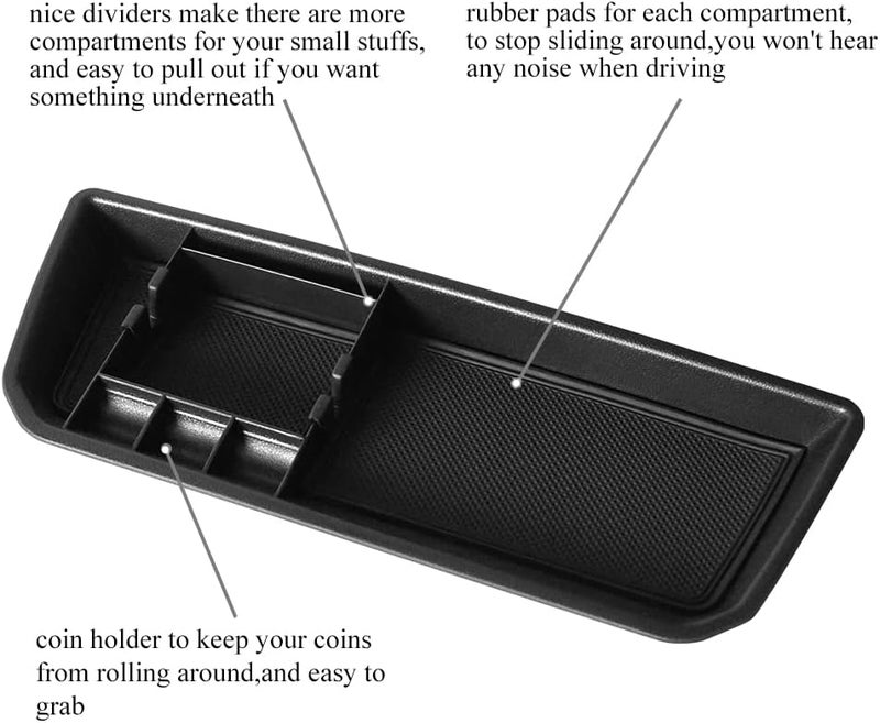 Vesul Interior Dashboard Organizer Compatible with VW Volkswagen Atlas 2018 2019 2020 2021 2022 2023 Phone Holder Tray Storage Box Divider Insert Organizer ABS Glove Pallet(Black) - Image 2