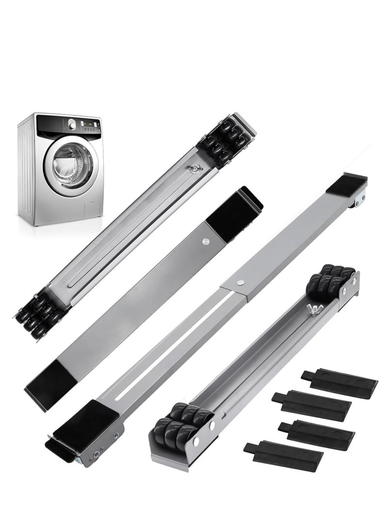 NEW Universal Extendable Furniture Appliance Rollers (4 Pack) – Heavy-Duty Mover Tools with 24 Rollers  Brakes, Strong Base for Washing Machines, Refrigerators, Dryers, Grey - Image 1