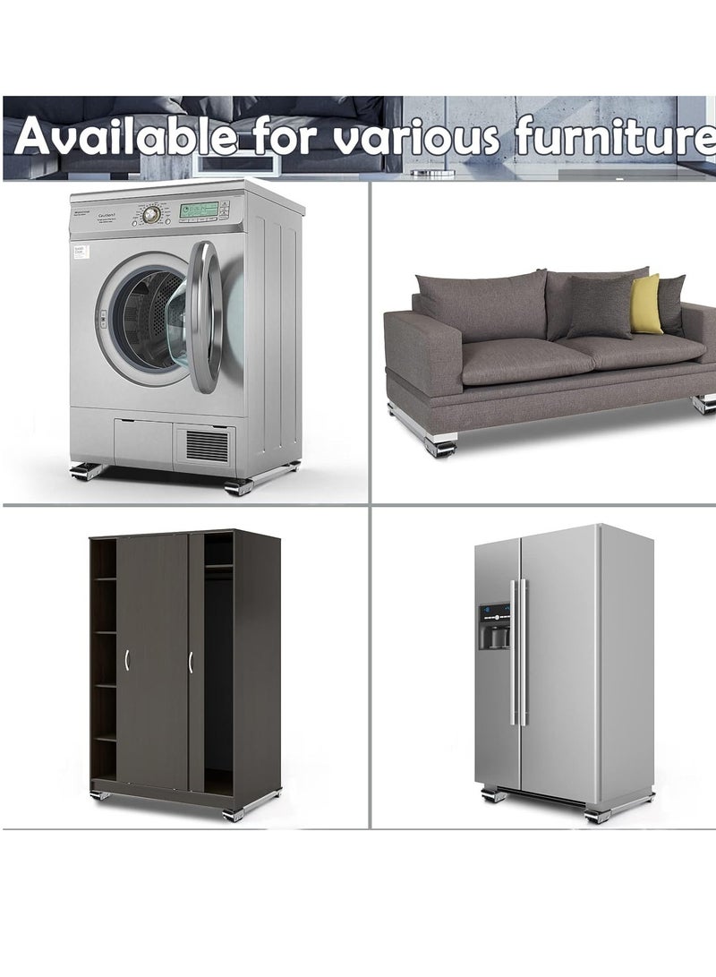 NEW Universal Extendable Furniture Appliance Rollers (4 Pack) – Heavy-Duty Mover Tools with 24 Rollers  Brakes, Strong Base for Washing Machines, Refrigerators, Dryers, Grey - Image 5